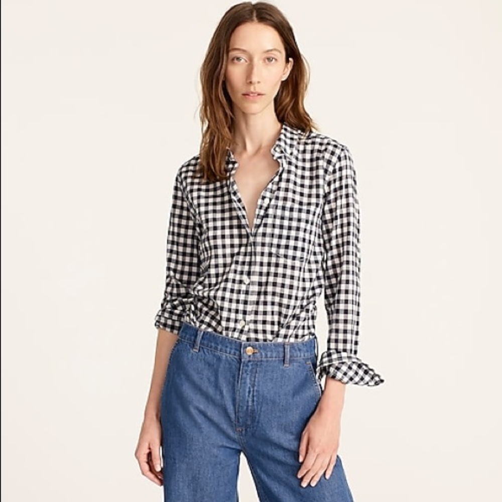 J. Crew Classic button down navy/white gingham